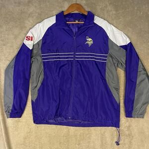 Reebok Windbreaker Jacket Size Large L NFL Team Apparel Minnesota Vikings